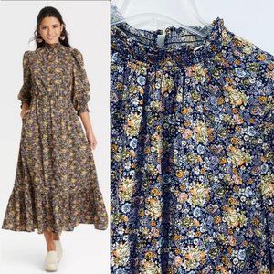 Universal Thread Women's Dress XS Maxi Floral Print Multi Color Long Sleeve New